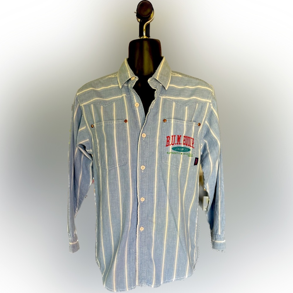 B.U.M. Equipment Light Blue Striped Button-Down Shirt